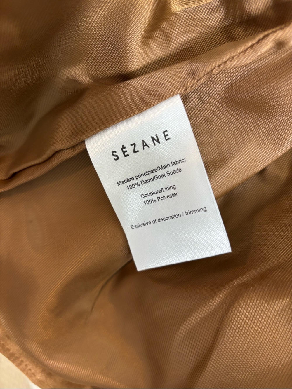 Sézane Zig Camel Suede Leather Biker Jacket Size 44 NWT - Picture 7 of 8